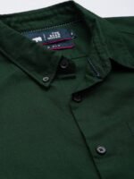 THE BEAR HOUSE Men Green Slim Fit Cotton Casual Shirt