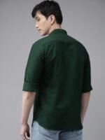 THE BEAR HOUSE Men Green Slim Fit Cotton Casual Shirt