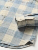 THE BEAR HOUSE Men Windowpane Checked Slim Fit Cotton Linen Shirt