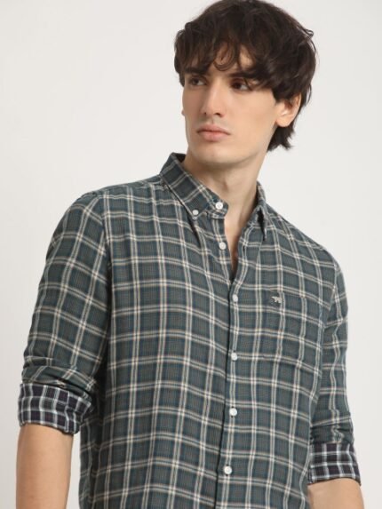 THE BEAR HOUSE Men's Checked Slim Fit Casual Shirt