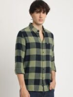 THE BEAR HOUSE Men's Checkered Slim Fit Casual Shirt