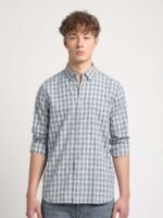 THE BEAR HOUSE Slim Fit Tartan Checked Button Down Collar Pure Cotton Casual Shirt