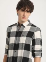 THE BEAR HOUSE Slim Fit Tartan Checked Pure Cotton Casual Shirt