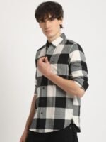 THE BEAR HOUSE Slim Fit Tartan Checked Pure Cotton Casual Shirt