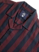 THE BEAR HOUSE Striped Cuban Collar Oxford Weave Opaque Casual Shirt