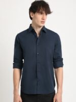 THE BEAR HOUSE Tailored Fit Long Sleeves Spread Collar Cotton Opaque Formal Shirt