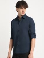 THE BEAR HOUSE Tailored Fit Long Sleeves Spread Collar Cotton Opaque Formal Shirt