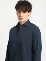 THE BEAR HOUSE Tailored Fit Long Sleeves Spread Collar Cotton Opaque Formal Shirt