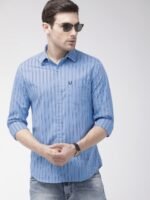 The Indian Garage Co Men Blue & White Slim Fit Striped Casual Shirt