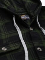 The Indian Garage Co Men Checkered Hooded Shirt with Double Flap Pockets