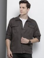 The Indian Garage Co Men Grey Slim Fit Casual Shirt