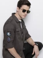 The Indian Garage Co Men Grey Slim Fit Casual Shirt