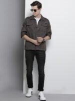 The Indian Garage Co Men Grey Slim Fit Casual Shirt
