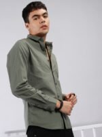 The Indian Garage Co Men Olive Green Solid Casual Shirt