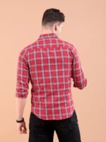 The Indian Garage Co Men Red & White Slim Fit Checked Casual Shirt