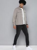 The Indian Garage Co Men Utililty Regular Fit Solid Shirt with Double flap Pocket