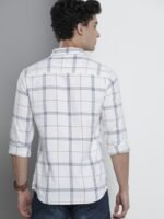 The Indian Garage Co Men White Checked Casual Shirt