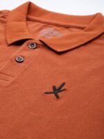 The Roadster Life Co. Men Solid Minimal Embroidered Polo Collar Pure Cotton T-shirt