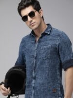 The Roadster Life Co. Self Design Textured Pure Cotton Casual Shirt