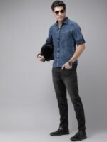 The Roadster Life Co. Self Design Textured Pure Cotton Casual Shirt