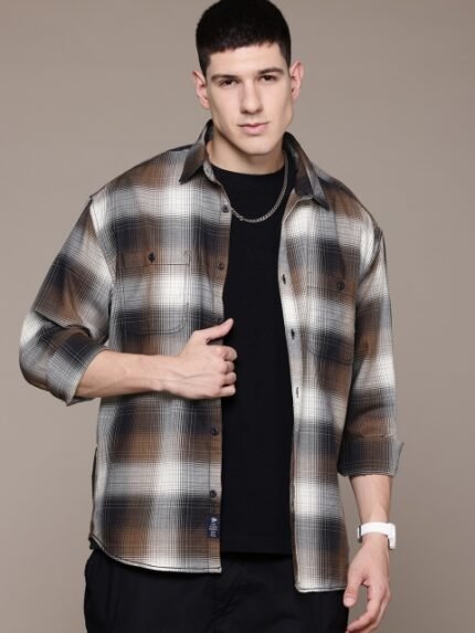 The Roadster Lifestyle Co. Tartan Checks Pure Cotton Relaxed Shirt