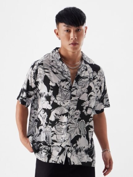 The Souled Store Relaxed Graphic Printed Pure Cotton Casual Shirt