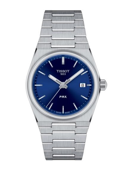 TISSOT Unisex Blue Dial & Silver Toned Stainless Steel Bracelet Style Straps Analogue Watch