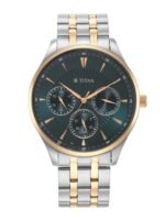 Titan Men Blue Dial & Stainless Steel Bracelet Style Straps Analogue Watch 90127KM02