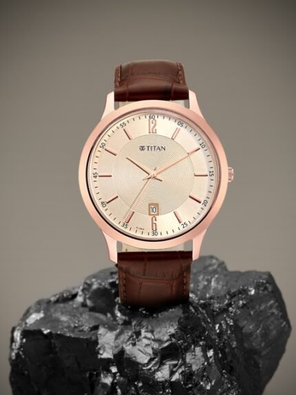 Titan Men Rose Gold & Brown Analogue Watch 1825WL02