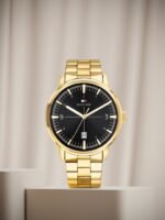 Tommy Hilfiger Men Black & Gold Toned Analogue Watch TH1710454W