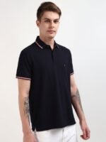 Tommy Hilfiger Men Solid Polo Collar Pure Cotton T-shirt