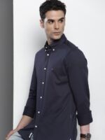 Tommy Hilfiger Pure Cotton Knitted Slim Fit Opaque Casual Shirt