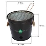 TrustBasket Portable Barbeque Bucket Set –Round Portable Charcoal BBQ Barbeque for Indoor/Outdoor and Multiuse (Black)