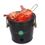 TrustBasket Portable Barbeque Bucket Set –Round Portable Charcoal BBQ Barbeque for Indoor/Outdoor and Multiuse (Black)