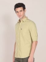 U S Polo Assn Men Beige Solid Tailored Fit Formal Shirt