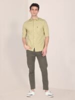 U S Polo Assn Men Beige Solid Tailored Fit Formal Shirt