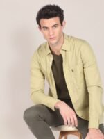 U S Polo Assn Men Beige Solid Tailored Fit Formal Shirt