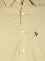 U S Polo Assn Men Beige Solid Tailored Fit Formal Shirt