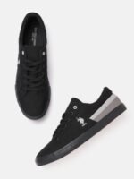 U S Polo Assn Men Black Canvas Sneakers