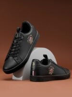 U S Polo Assn Men Black Printed PU Sneakers