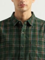 United Colors of Benetton Checked Spread Collar Slim Fit Cotton Casual Shirt