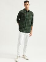 United Colors of Benetton Checked Spread Collar Slim Fit Cotton Casual Shirt