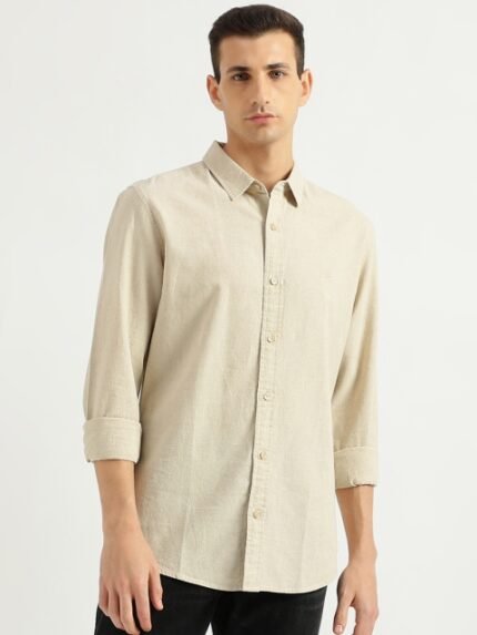 United Colors of Benetton Slim Fit Spread Collar Casual Shirt