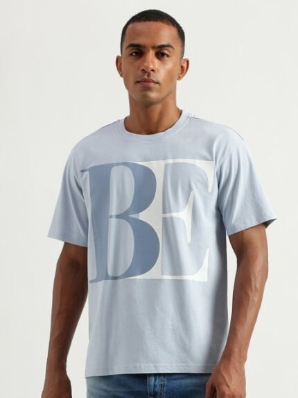 United Colors of Benetton Typography Printed Boxy Fit Cotton Casual T-shirt