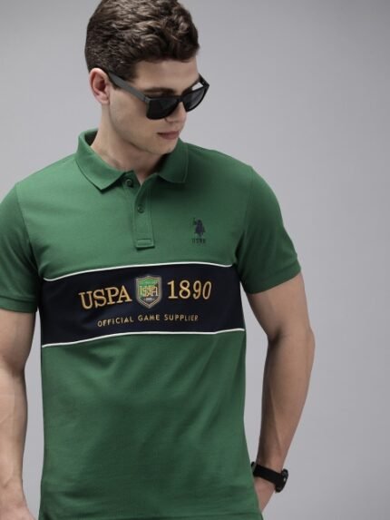 U.S. Polo Assn. Brand Logo Polo Collar Pure Cotton Slim Fit T-shirt