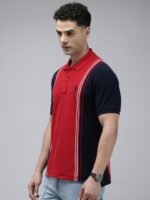 U.S. Polo Assn. Colourblocked Polo Collar Pure Cotton Slim Fit T-shirt