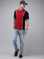 U.S. Polo Assn. Colourblocked Polo Collar Pure Cotton Slim Fit T-shirt