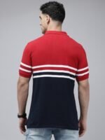 U.S. Polo Assn. Colourblocked Polo Collar Pure Cotton Slim Fit T-shirt