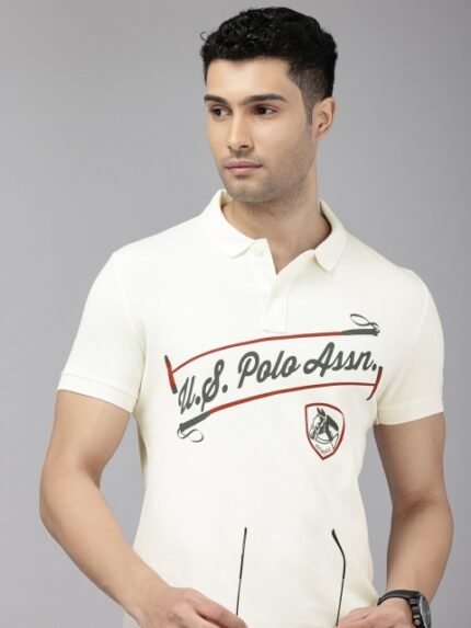 U.S. Polo Assn. Denim Co. Brand Logo Printed Polo Collar Pure Cotton Slim Fit T-shirt