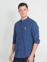 U.S. Polo Assn. Denim Co. Vertical Striped Pure Cotton Slim Fit Casual Shirt